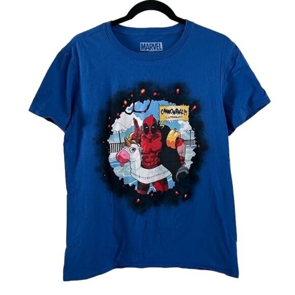 DEADPOOL Marvel Lootcrate Lootwesr Graphic Blue T-Shirt, Sz Medium Humor